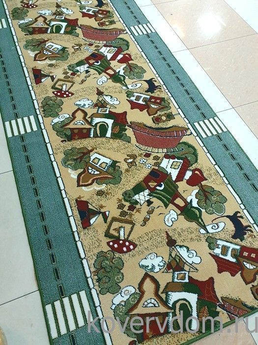 Детская ковровая дорожка зеленая 40076-03