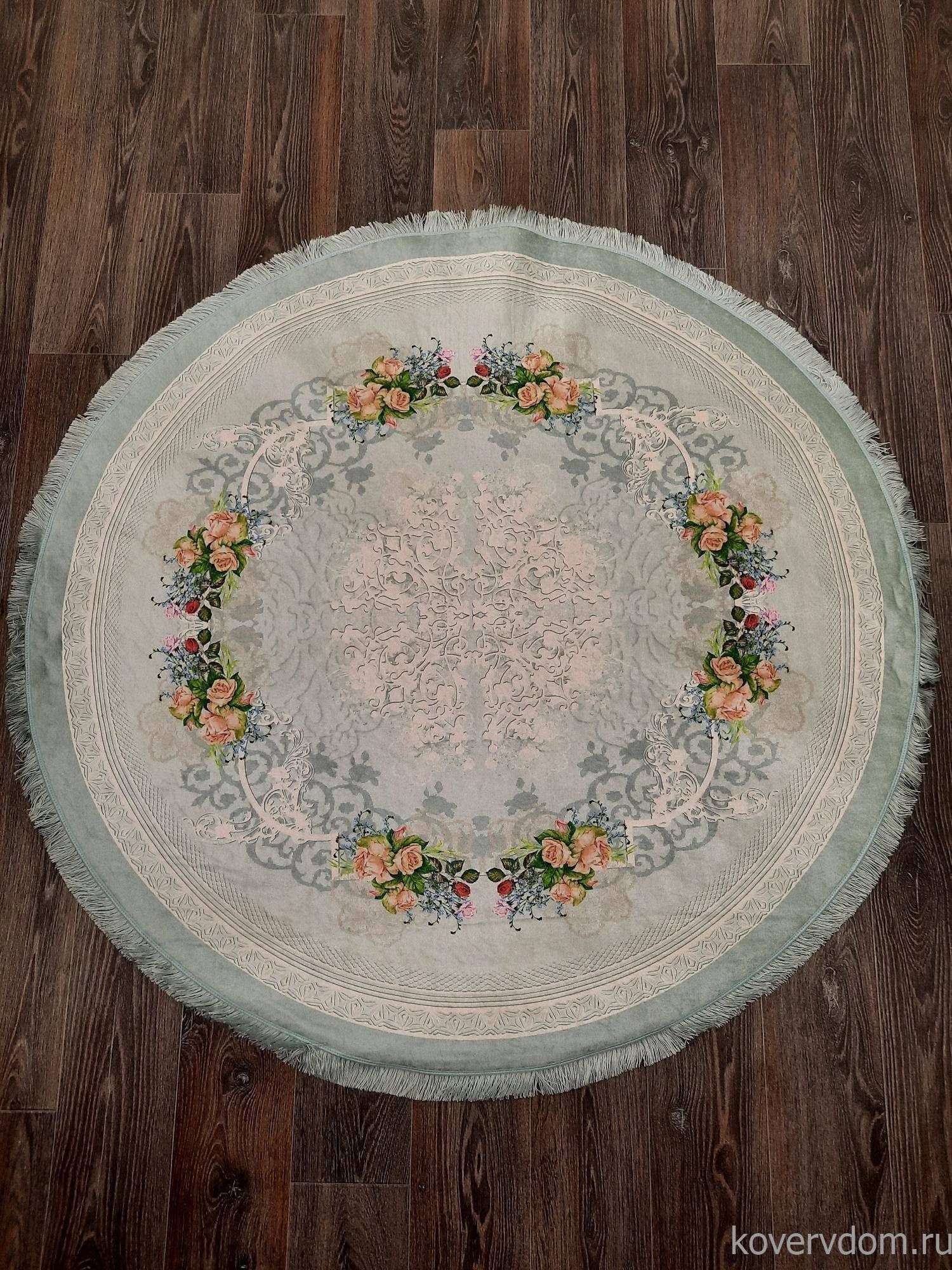 Ковер с цветами Decovilla 21005.102 ADA Голубой Круг Ковер с цветами Decovilla 21005.102 ADA Голубой Круг