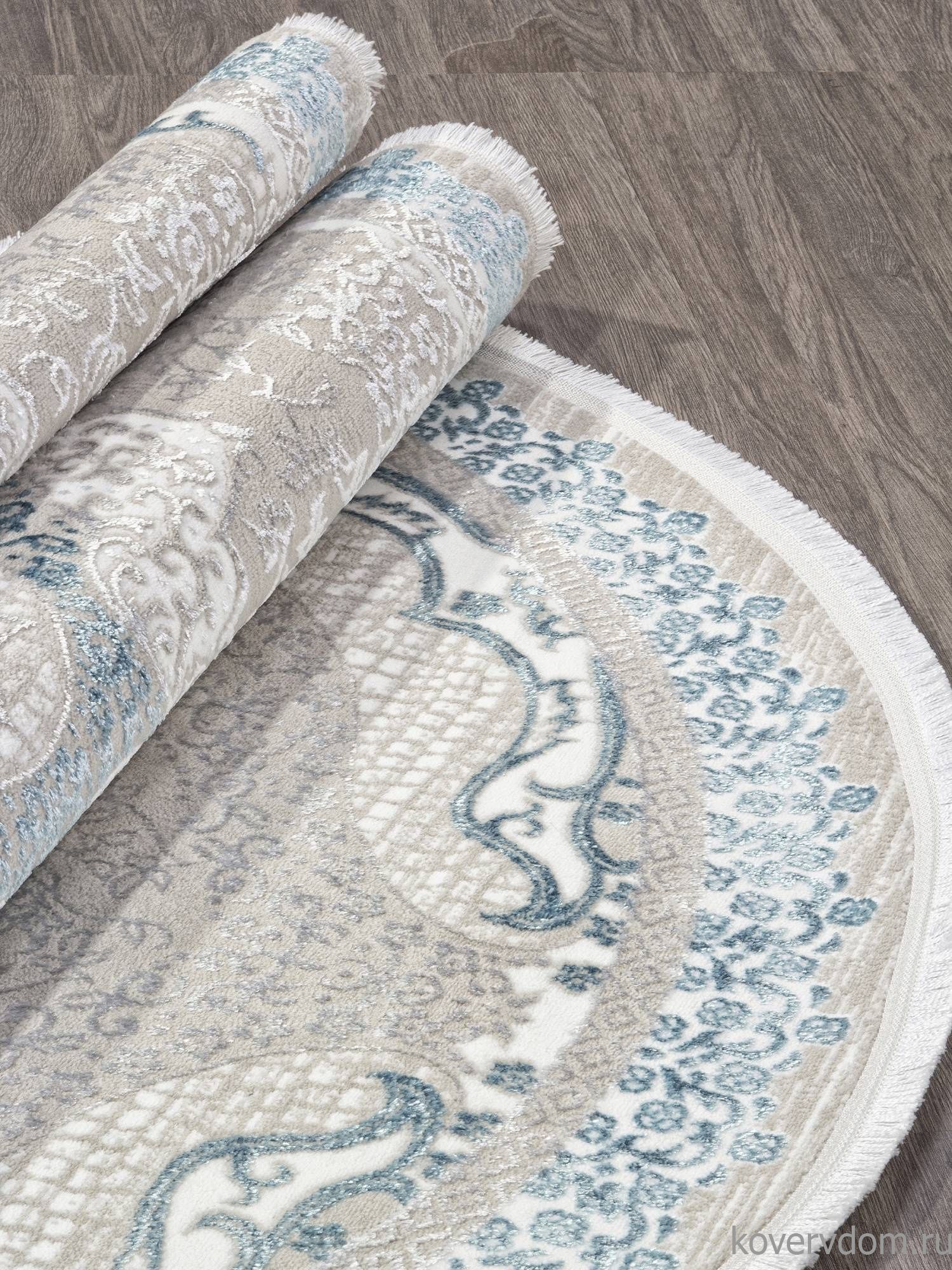 Ковер ALFANI Q010A BLUE FDY / CREAM SHRINK Овал Ковер ALFANI Q010A BLUE FDY / CREAM SHRINK Овал